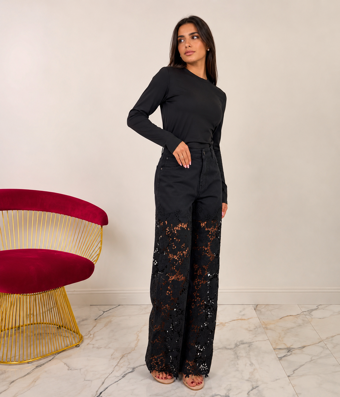 Jeans Palazzo in Pizzo