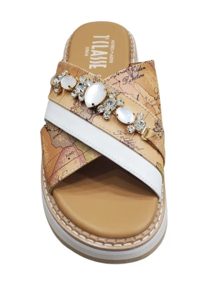 Alviero Martini 1A Classe Ciabatte N 2169 0371 Geo Beige Bianco
