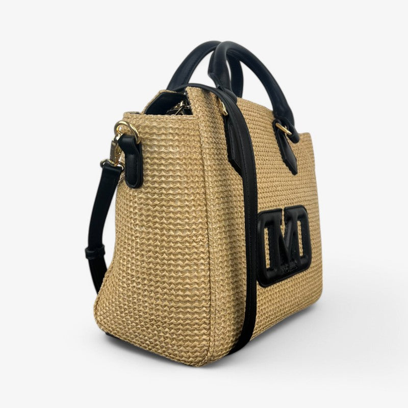 Borsa donna in rattan marc ellis taylor straw natural / black pe25