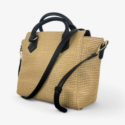 Borsa donna in rattan marc ellis taylor straw natural / black pe25