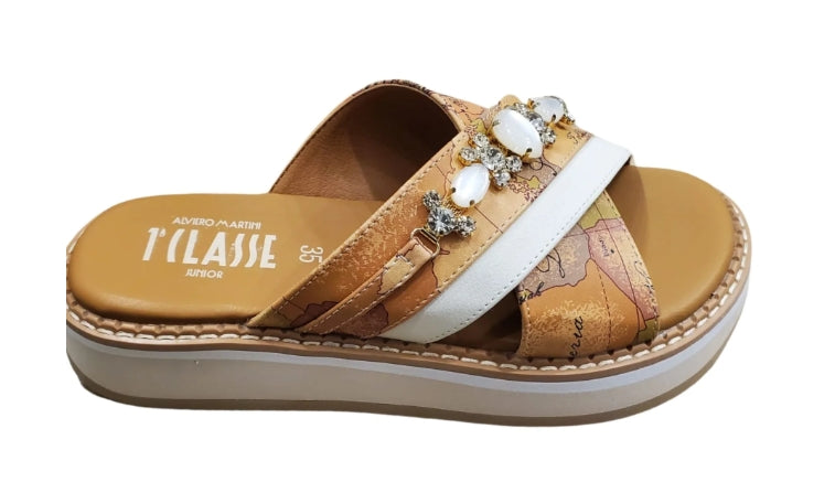 Alviero Martini 1A Classe Ciabatte N 2169 0371 Geo Beige Bianco