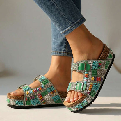 Ciabatte platform con perline Samantha