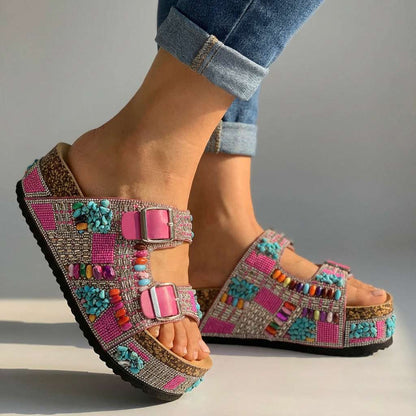 Ciabatte platform con perline Samantha
