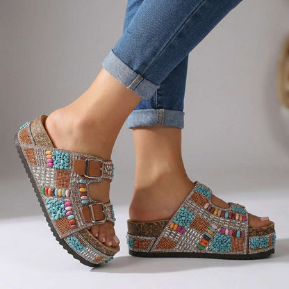Ciabatte platform con perline Samantha