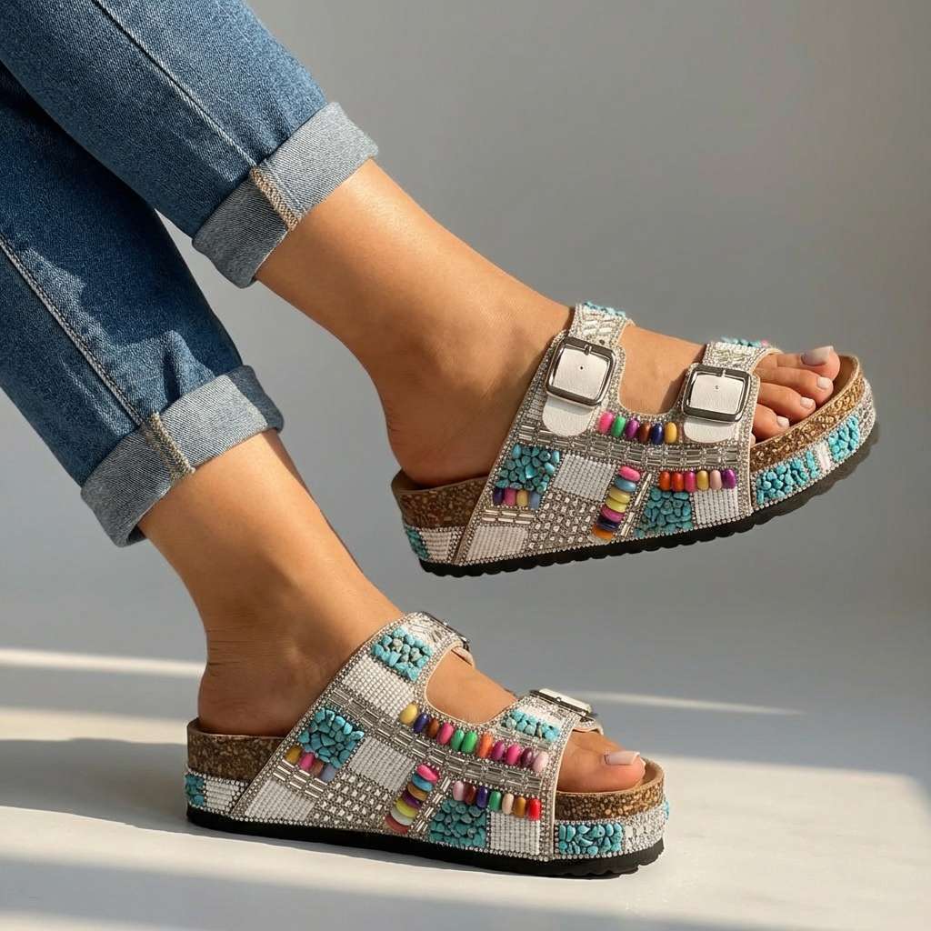 Ciabatte platform con perline Samantha