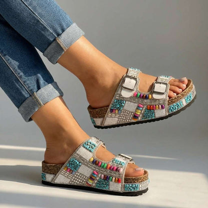 Ciabatte platform con perline Samantha