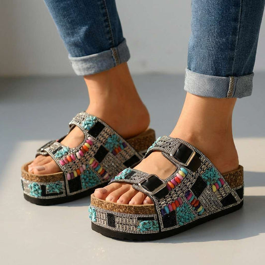 Ciabatte platform con perline Samantha